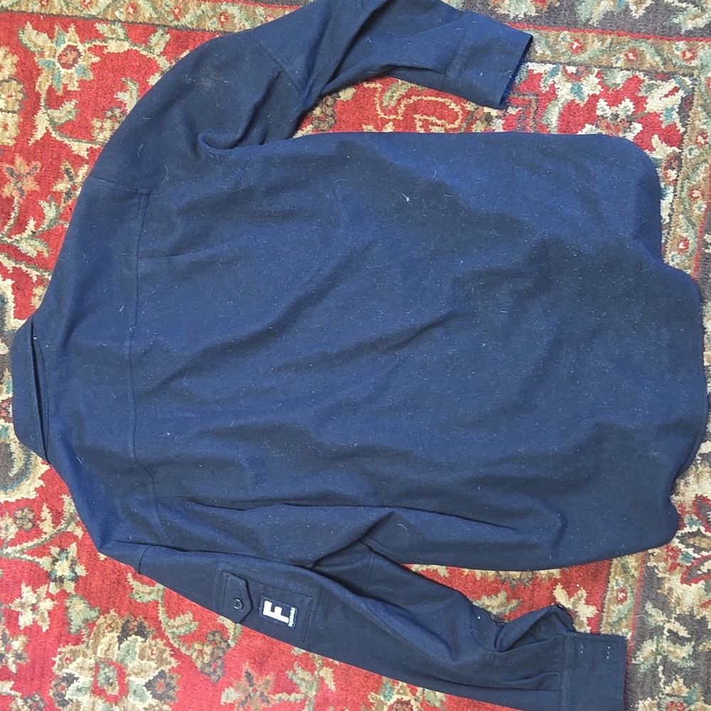 Facconable Wool Medium Button Up Navy Longsleeve … - image 8